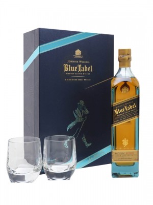 Johnnie Walker Blue Label with 2 Free Glasses Gift Set