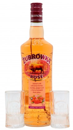 Zubrowka Shot Glasses & Rose Vodka