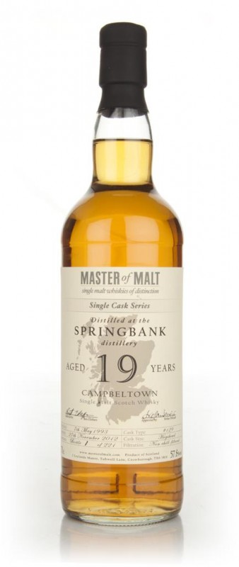 Springbank 19 Year Old Cask 129 Single Cask Master of Malt