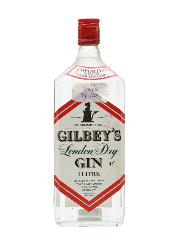 Gilbey's London Dry Gin Bottled 1980s Litre Bottle