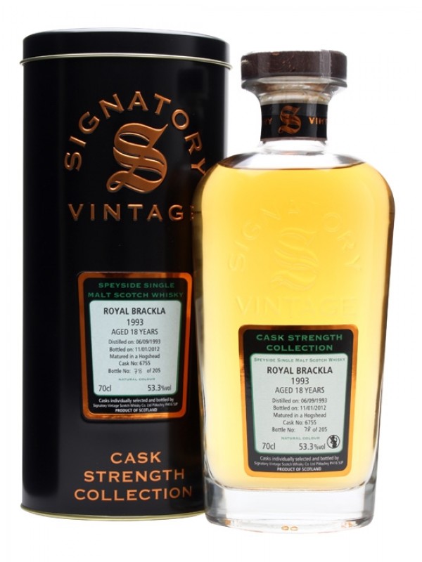 Royal Brackla 1993 18 Year Old Cask #6755 Signatory Cask Strength Collection