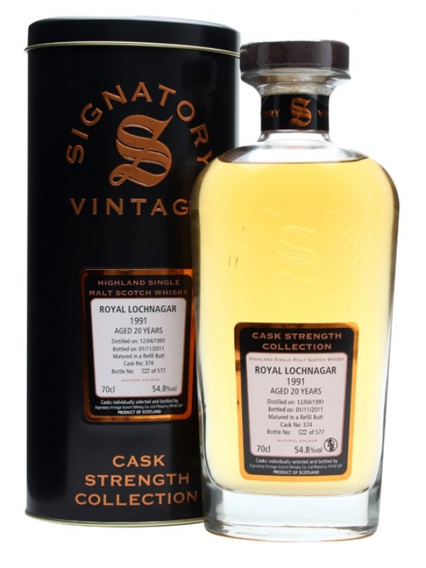 Royal Lochnagar 1991 20 Year Old Sherry Butt #374 Signatory Cask Strength Collection