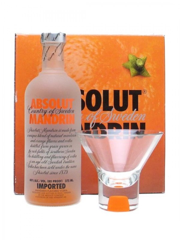 Absolut Mandarin Vodka Gift Pack with 4 glasses